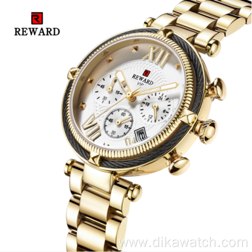 REWARD RD63084L women's watch waterproof quartz mesh strap watch business casual calendar men's watch